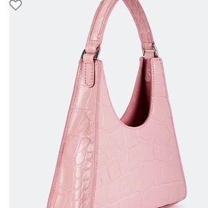 STAUD Mini Rey Leather Shoulder Bag PINK